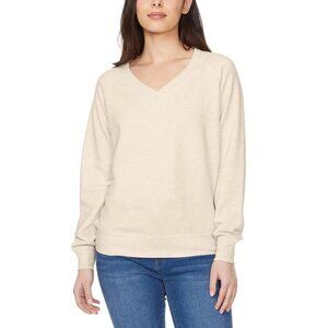 Buffalo David Bitton Women's L Beige V-Neck Long Sleeve Pullover Top L1213